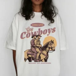 Rainbow Brokeback Mountain Cowboy LGBTQ T-shirt Pride Shirts Pride Graphic For Couple's Men's Women's Adults' Masquerade Hot Stamping Pride Parade Pride Month