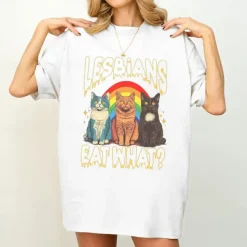 Rainbow Cat LGBTQ Lesbians Eat What T-shirt Pride Shirts Pride Graphic For Couple's Men's Women's Adults' Masquerade Hot Stamping Pride Parade Pride Month