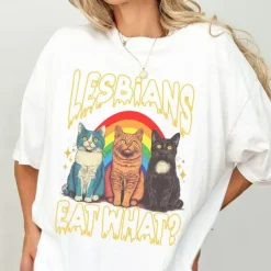 Rainbow Cat LGBTQ Lesbians Eat What T-shirt Pride Shirts Pride Graphic For Couple's Men's Women's Adults' Masquerade Hot Stamping Pride Parade Pride Month