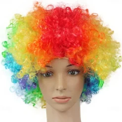 Rainbow Clown Wig Costume Accessories Short Colorful Afro Hair Wig for Kid Women Men Adults 70s 80s Carnival Parties Carnivals Pretend Play