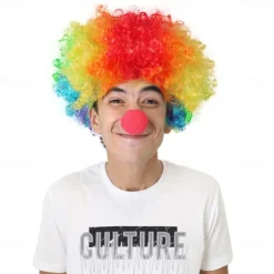Rainbow Clown Wig Costume Accessories Short Colorful Afro Hair Wig for Kid Women Men Adults 70s 80s Carnival Parties Carnivals Pretend Play