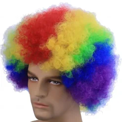 Rainbow Curly Costume Party Wig, Multicolor For Carnival