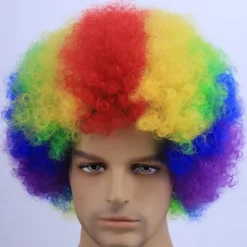 Rainbow Curly Costume Party Wig, Multicolor For Carnival