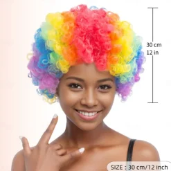 Rainbow Curly Costume Party Wig Multicolor For Carvinal
