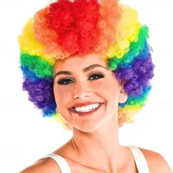 Rainbow Curly Costume Party Wig Multicolor For Carvinal