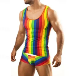 Rainbow Halloween Pajamas LGBT LGBTQ Carnival Costume Gay Adults' Men's Masquerade Pride Parade Pride Month Easy Halloween Costumes Dress Up