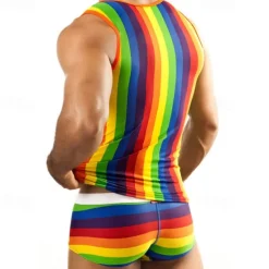 Rainbow Halloween Pajamas LGBT LGBTQ Carnival Costume Gay Adults' Men's Masquerade Pride Parade Pride Month Easy Halloween Costumes Dress Up