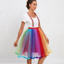 Rainbow Halloween Skirt Tutu Under Skirt LGBT LGBTQ Carnival Costume Gay Lesbian Adults' Women's Carnival Masquerade Pride Parade Pride Month Easy Halloween Costumes Dress Up