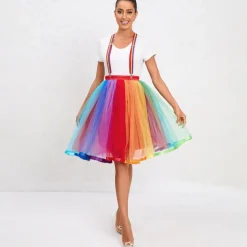 Rainbow Halloween Skirt Tutu Under Skirt LGBT LGBTQ Carnival Costume Gay Lesbian Adults' Women's Carnival Masquerade Pride Parade Pride Month Easy Halloween Costumes Dress Up