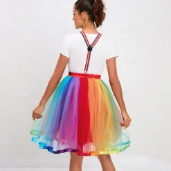 Rainbow Halloween Skirt Tutu Under Skirt LGBT LGBTQ Carnival Costume Gay Lesbian Adults' Women's Carnival Masquerade Pride Parade Pride Month Easy Halloween Costumes Dress Up