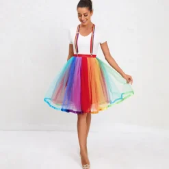 Rainbow Halloween Skirt Tutu Under Skirt LGBT LGBTQ Carnival Costume Gay Lesbian Adults' Women's Carnival Masquerade Pride Parade Pride Month Easy Halloween Costumes Dress Up