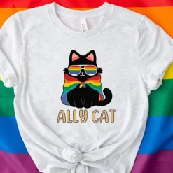 Rainbow LGBTQ Ally Cat T-shirt Pride Shirts Pride Graphic For Couple's Men's Women's Adults' Masquerade Hot Stamping Pride Parade Pride Month