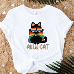 Rainbow LGBTQ Ally Cat T-shirt Pride Shirts Pride Graphic For Couple's Men's Women's Adults' Masquerade Hot Stamping Pride Parade Pride Month