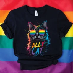 Rainbow LGBTQ Ally Cat T-shirt Pride Shirts Pride Graphic For Couple's Men's Women's Adults' Masquerade Hot Stamping Pride Parade Pride Month