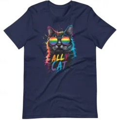 Rainbow LGBTQ Ally Cat T-shirt Pride Shirts Pride Graphic For Couple's Men's Women's Adults' Masquerade Hot Stamping Pride Parade Pride Month