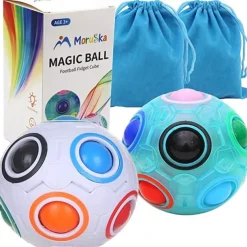 Rainbow Puzzle Ball Cube Magic Rainbow Ball Puzzle Color Shift Puzzle Ball Fidget Toy Stress Reliever Brain Teaser for Festive and Adults Set of 2
