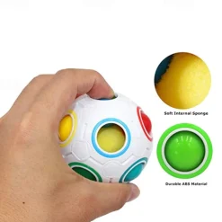 Rainbow Puzzle Ball Cube Magic Rainbow Ball Puzzle Color Shift Puzzle Ball Fidget Toy Stress Reliever Brain Teaser for Festive and Adults Set of 2