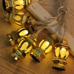Ramadan Eid LED String Light Muslim Lantern Mubarak Lantern Oil Lamp AA Battery Box LED Party Home Decorative Lantern Lighting