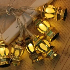 Ramadan Eid LED String Light Muslim Lantern Mubarak Lantern Oil Lamp AA Battery Box LED Party Home Decorative Lantern Lighting