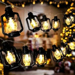 Ramadan Eid Lights Decoration Lantern LED String Lights 3M 20LEDs Battery Powered Kerosene Lamp for Courtyard Garden Holiday Family Ramadan Wedding Party Christmas Eid Festival Indoor Outdoor Decoration