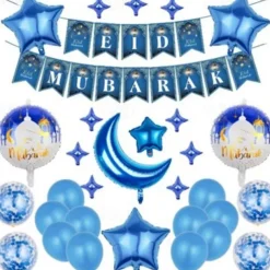 Ramadan Festival EID MUBARAK Aluminum Film Balloon Set Star Moon Decorative Arrangement Gurban Balloon Muslim
