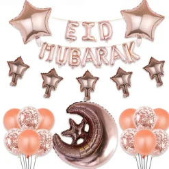 Ramadan Festival EID MUBARAK Aluminum Film Balloon Set Star Moon Decorative Arrangement Gurban Balloon Muslim
