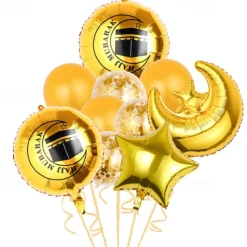 Ramadan Festival EID MUBARAK Aluminum Film Balloon Set Star Moon Decorative Arrangement Gurban Balloon Muslim