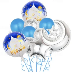 Ramadan Festival EID MUBARAK Aluminum Film Balloon Set Star Moon Decorative Arrangement Gurban Balloon Muslim