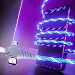 Rapid 3A LED Flow Cable - Triple USB to Lightning Sync & Charge - 10-20W Power Durable ABS Universal Compatibility