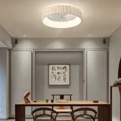 Rattan Ceiling Fan with Light 50cm 19.66in Ceiling Fan Light APP Control for Timed Six Speed Embedded Ceiling Fan with Light AC110V AC220V