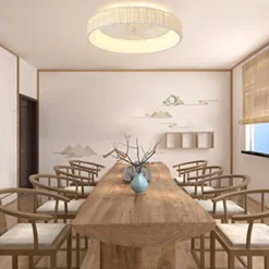 Rattan Ceiling Fan with Light 50cm 19.66in Ceiling Fan Light APP Control for Timed Six Speed Embedded Ceiling Fan with Light AC110V AC220V