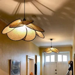 Rattan Woven Chandelier Retro Light Fixture Living Room Dining Room Balcony entrance Boho Home Decoration Lamp