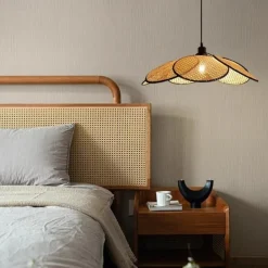 Rattan Woven Chandelier Retro Light Fixture Living Room Dining Room Balcony entrance Boho Home Decoration Lamp