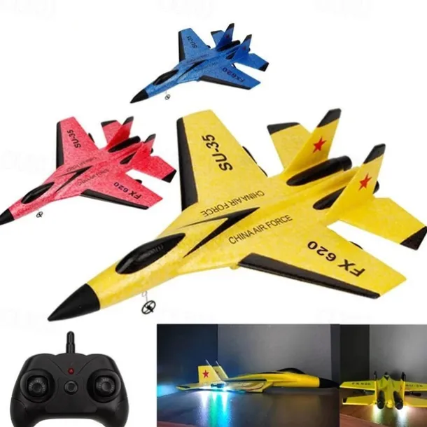 RC Foam Aircraft SU-35 Plane 2.4G Radio Control Glider Radio Remote Control SU-35 Tail Pusher Quadcopter Glider Aircraft Model Fighter Plane Glider Airplane Foam Boys Toys for Boy and Girls