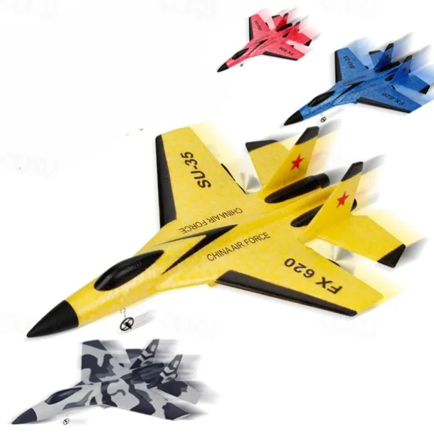 RC Foam Aircraft SU-35 Plane 2.4G Radio Control Glider Radio Remote Control SU-35 Tail Pusher Quadcopter Glider Aircraft Model Fighter Plane Glider Airplane Foam Boys Toys for Boy and Girls
