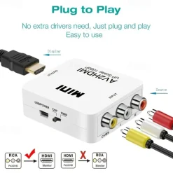 RCA To HDMI AV To HDMI Converter 1080P Mini RCA Composite CVBS Video Audio Converter Adapter Supporting PAL/NTSC For TV/PC/ PS3/ STB/Xbox VHS/VCR/Blue-Ray DVD Players