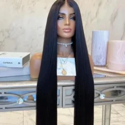 REAL HD Swiss Lace Vietnamese Remy Human Hair 5x5 HD Closure Wig Bone Straight Lace Front Human Hair Wigs with Baby Hair Bleached Knots Pre-Plucked For Women