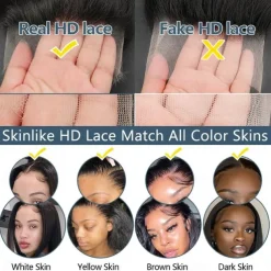 REAL HD Swiss Lace Vietnamese Remy Human Hair 5x5 HD Closure Wig Bone Straight Lace Front Human Hair Wigs with Baby Hair Bleached Knots Pre-Plucked For Women