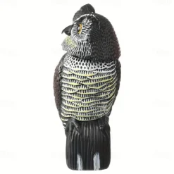 Realistic Fake Owl Decoy with Shaking Head for Garden Yard Outdoor Bird Deterrent 360 Rotation No Power Required Pest Control Sculpture