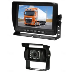 Rear View Camera Kit with 7 LCD Monitor 120 Wide Angle Rearview Camera IP68 Waterproof 18IR Night Vision Reversing Camera for Truck Trailer Bus Van Agriculture Heavy Transport (9-32V)