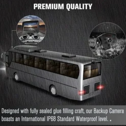 Rear View Camera Kit with 7 LCD Monitor 120 Wide Angle Rearview Camera IP68 Waterproof 18IR Night Vision Reversing Camera for Truck Trailer Bus Van Agriculture Heavy Transport (9-32V)