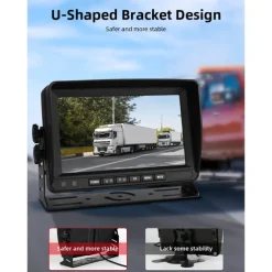 Rear View Camera Kit with 7 LCD Monitor 120 Wide Angle Rearview Camera IP68 Waterproof 18IR Night Vision Reversing Camera for Truck Trailer Bus Van Agriculture Heavy Transport (9-32V)