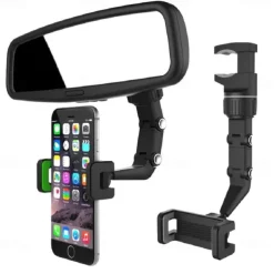 Rearview Mirror Phone Holder Universal 360 Degrees Rotating Car Phone Holder Car Rearview Mirror Mount Phone and GPS Holder for 47mm-71mm Wide Mobile Phones Use for Home Table Kitchen etc 1PCS