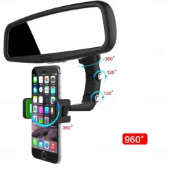 Rearview Mirror Phone Holder Universal 360 Degrees Rotating Car Phone Holder Car Rearview Mirror Mount Phone and GPS Holder for 47mm-71mm Wide Mobile Phones Use for Home Table Kitchen etc 1PCS