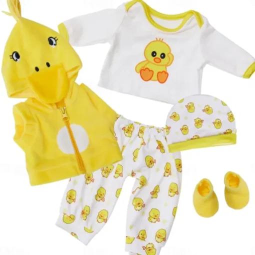 Reborn Baby Doll Clothes for 17-22 Inch Newborn Baby Doll Boy 17-22 inch Yellow Duck 5pcs Set Baby Doll Clothes Outfit Accessories fit 17-22 Inch Baby Doll Girl