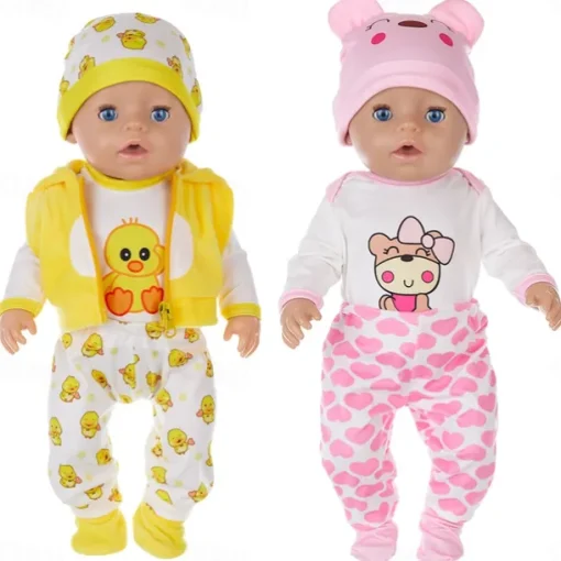 Reborn Baby Doll Clothes for 17-22 Inch Newborn Baby Doll Boy 17-22 inch Yellow Duck 5pcs Set Baby Doll Clothes Outfit Accessories fit 17-22 Inch Baby Doll Girl