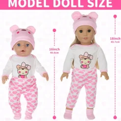 Reborn Baby Doll Clothes for 17-22 Inch Newborn Baby Doll Boy 17-22 inch Yellow Duck 5pcs Set Baby Doll Clothes Outfit Accessories fit 17-22 Inch Baby Doll Girl