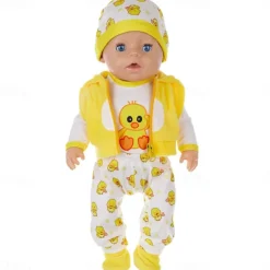 Reborn Baby Doll Clothes for 17-22 Inch Newborn Baby Doll Boy 17-22 inch Yellow Duck 5pcs Set Baby Doll Clothes Outfit Accessories fit 17-22 Inch Baby Doll Girl