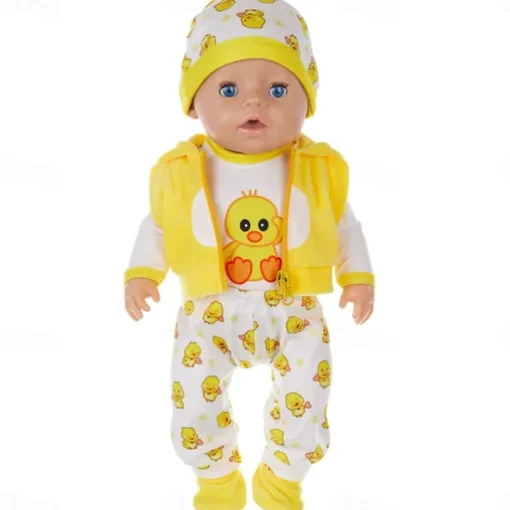 Reborn Baby Doll Clothes for 17-22 Inch Newborn Baby Doll Boy 17-22 inch Yellow Duck 5pcs Set Baby Doll Clothes Outfit Accessories fit 17-22 Inch Baby Doll Girl