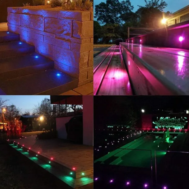 Recessed LED Deck Light 16 RGB Colors/4 Lighting Modes Timing RF Remote Control IP67 Waterproof LED in Ground Lights for Outdoor Yard Garden Stair Patio Pool Deck Kitchen 10Pack